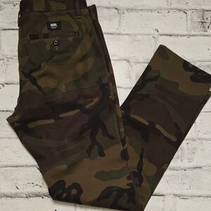 Vans Camo Chino Pants Mens 32 Stretch Skate Streetwear Military Print